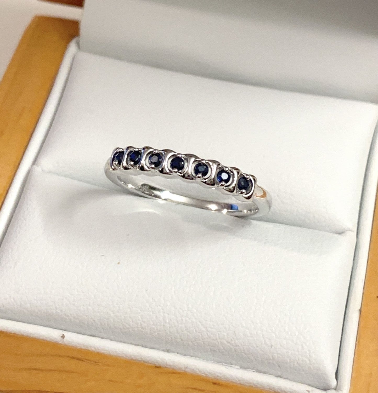 Dark Blue Sapphire Eternity Ring White Gold