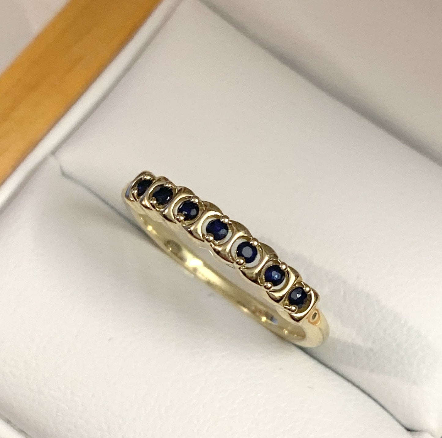 Dark Blue Sapphire Eternity Ring Yellow Gold
