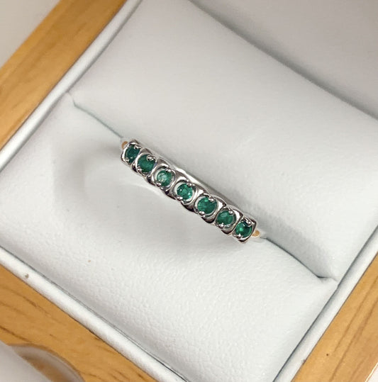 Green Emerald Eternity Ring White Gold