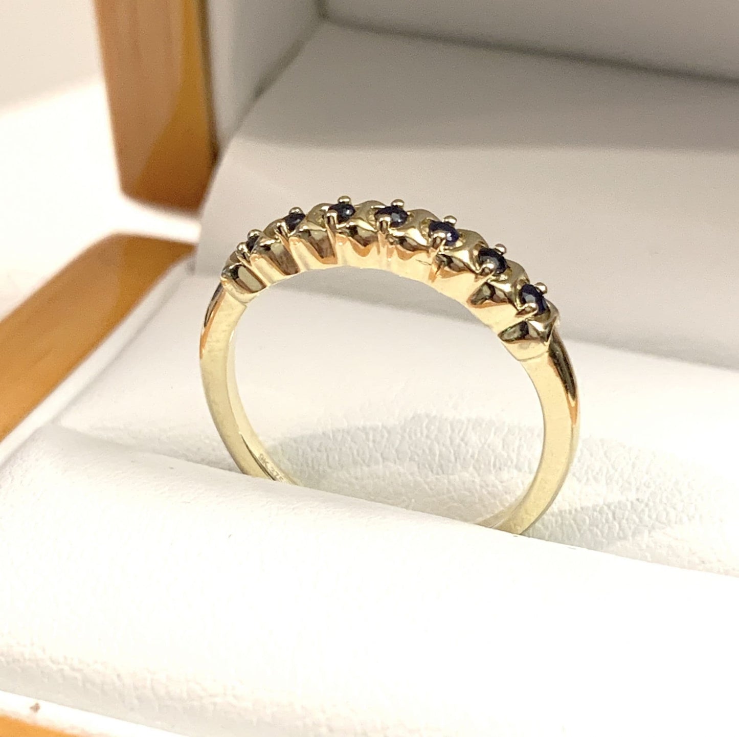 Dark Blue Sapphire Eternity Ring Yellow Gold