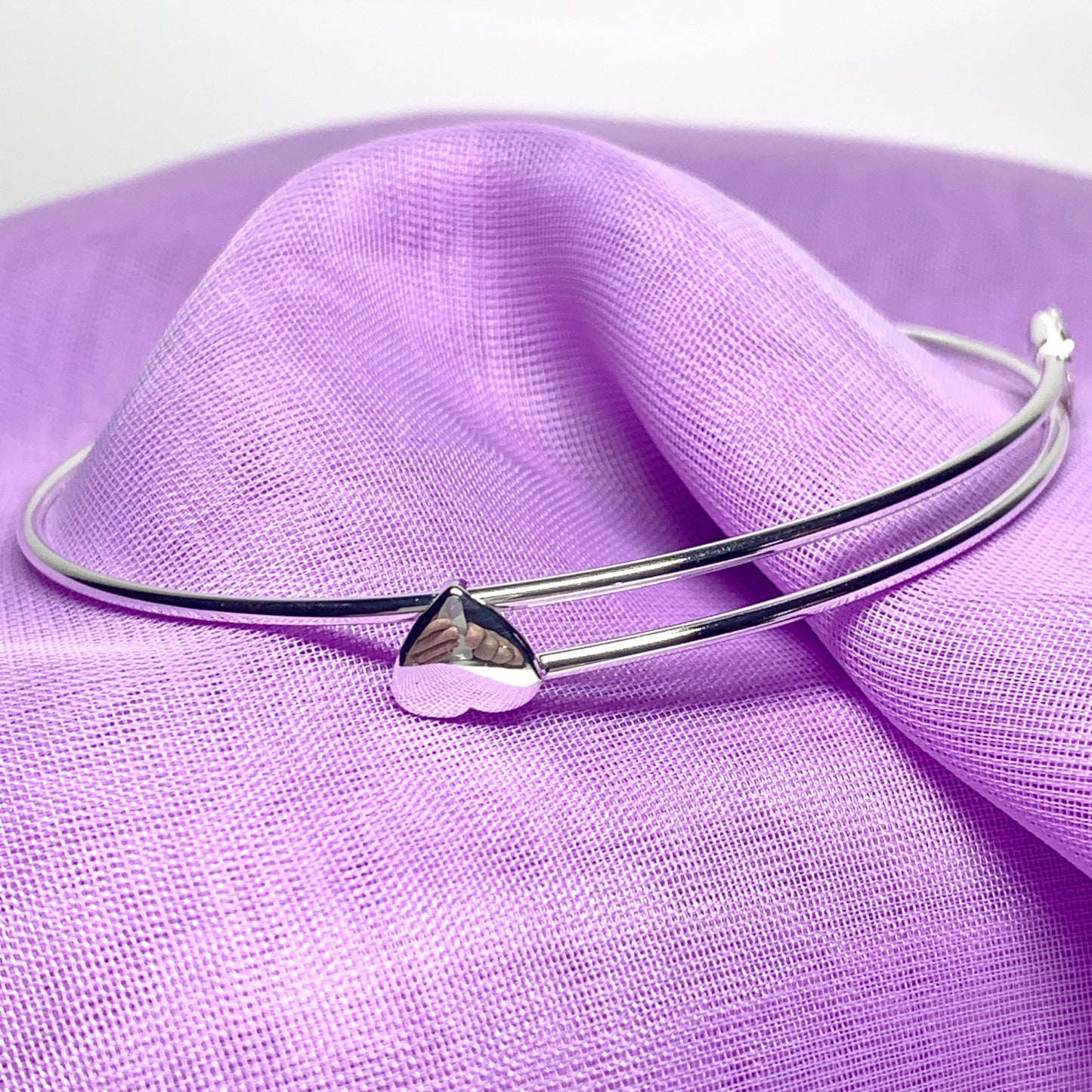 Expanding heart bangle ladies sterling silver