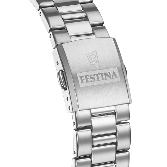 F20552/3 Festina Mens Stainless Steel Blue Round Bracelet Watch Date Feature