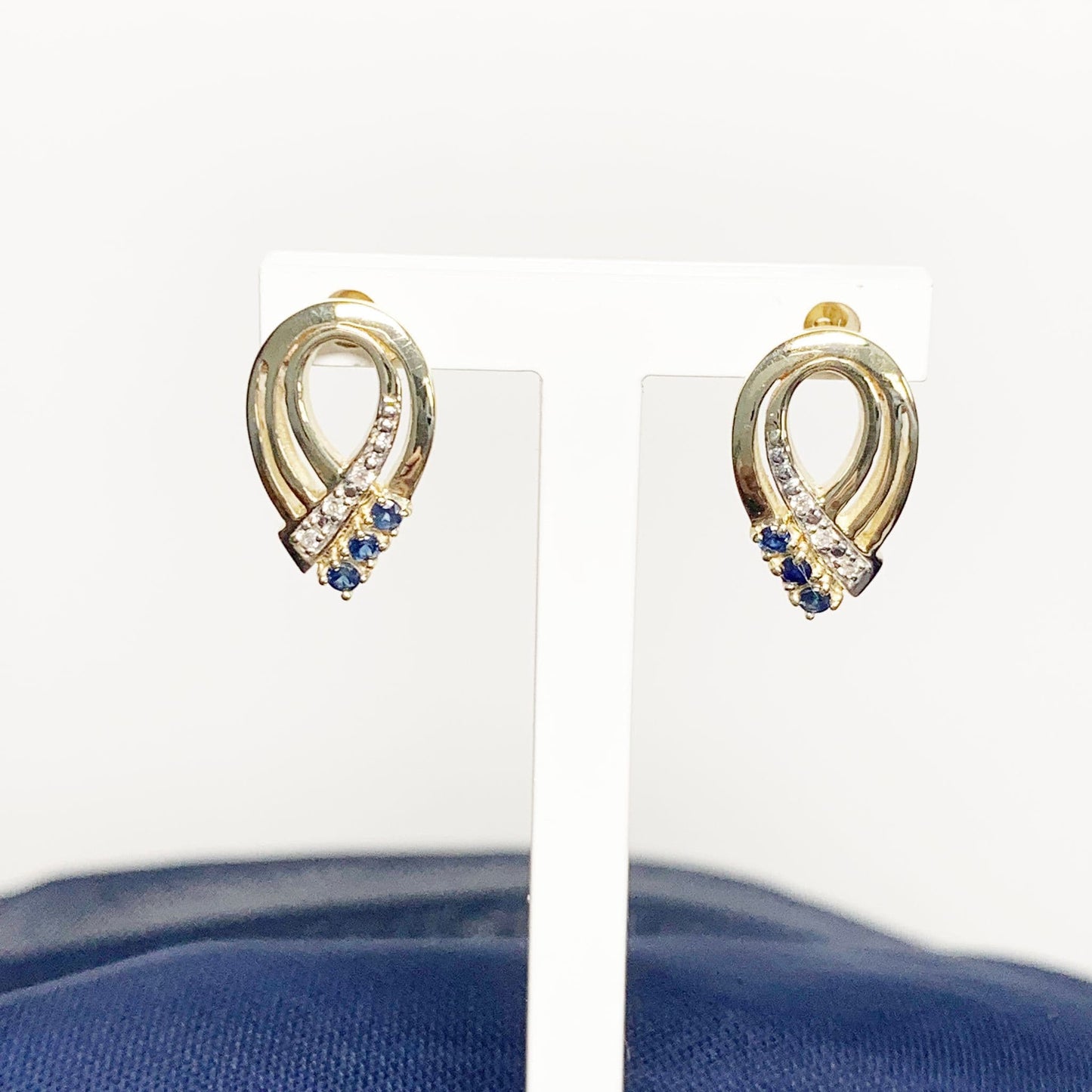 Yellow Gold Fancy Pierced Sapphire And Diamond Earrings