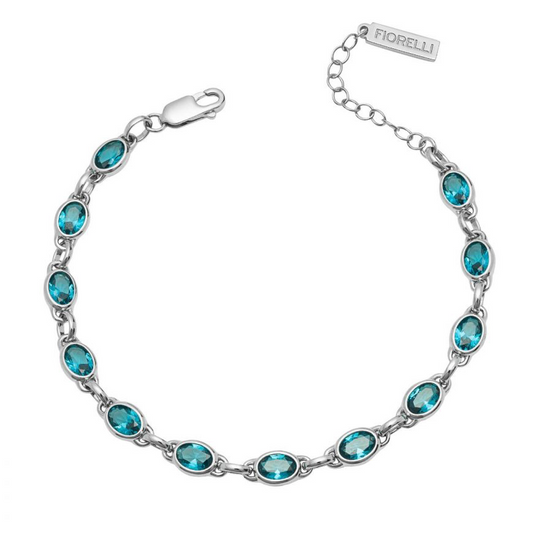 Fiorelli bracelet blue coloured oval shaped crystal sterling silver