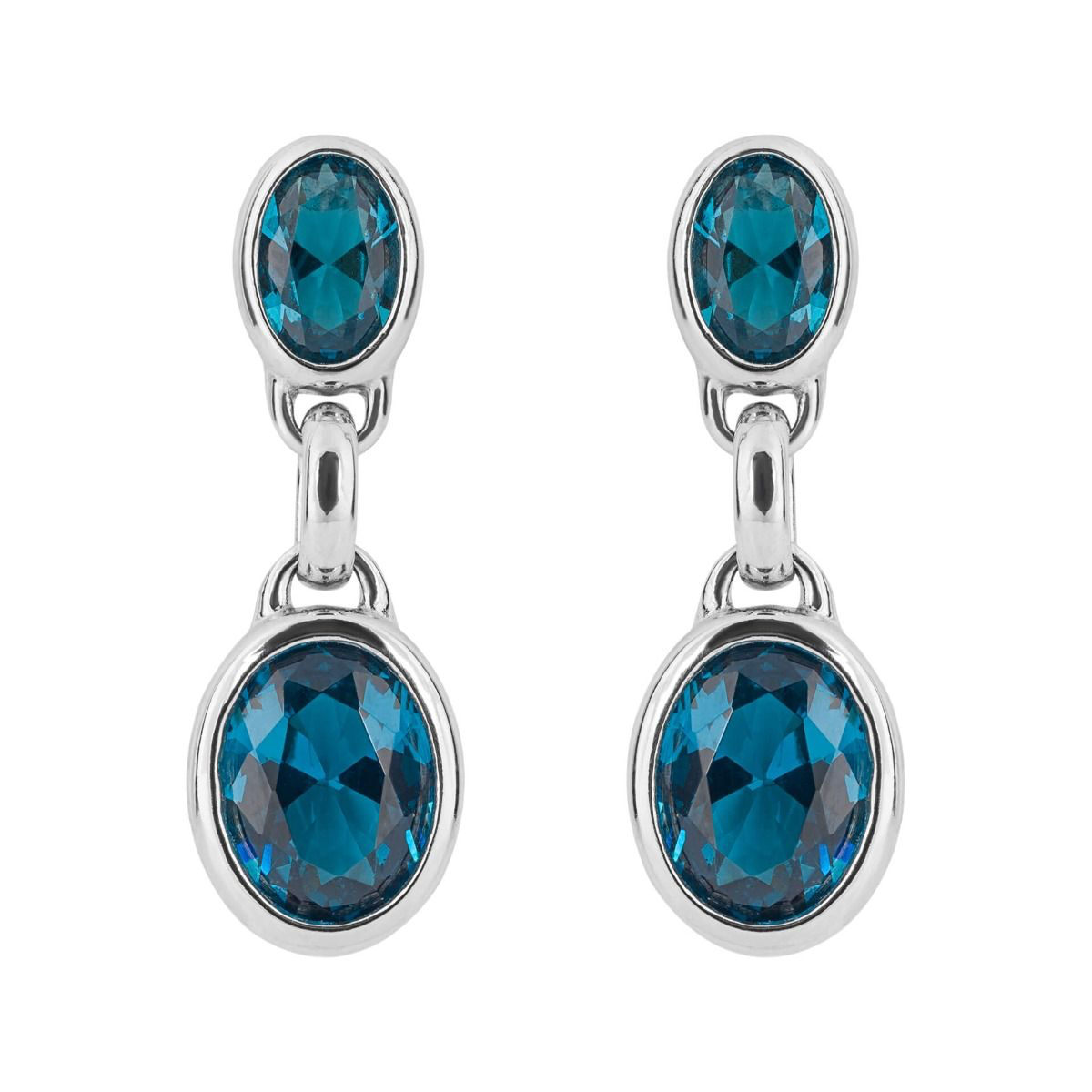 Fiorelli double blue coloured crystal double drop earrings