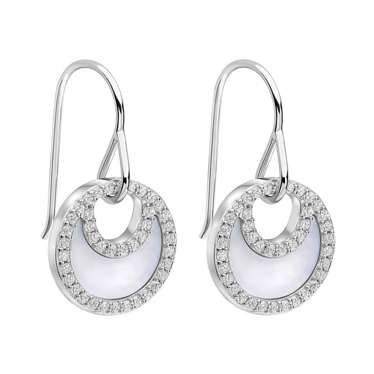 Fiorelli drop earrings round Mother Of Pearl sterling silver