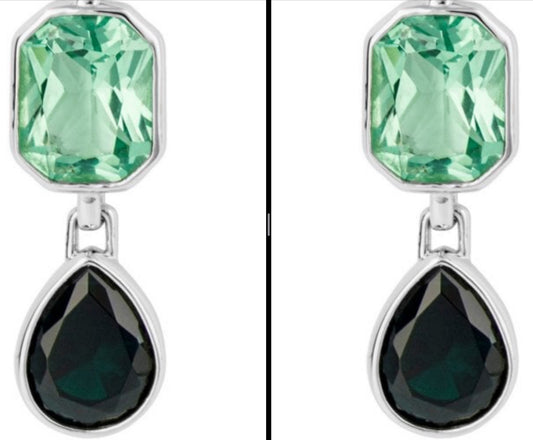 Fiorelli green and black coloured crystal double drop earrings