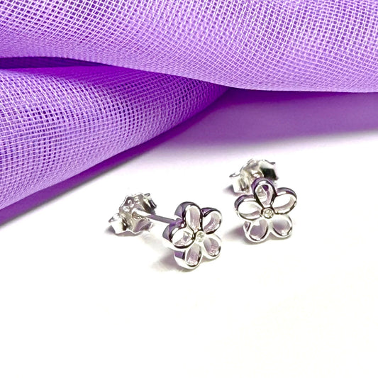 Flower stud earrings sterling silver pierced