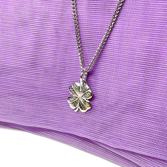Four leaf clover necklace solid lucky sterling silver pendant with chain