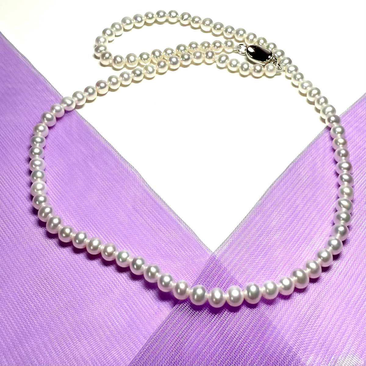 Freshwater cultured pearl single row necklace uniform 4 mm