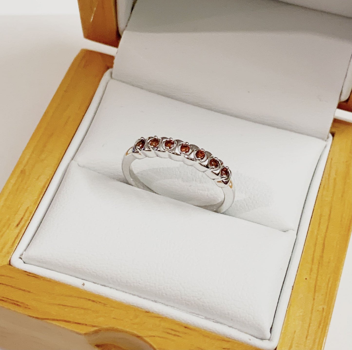 Garnet Eternity Ring White Gold