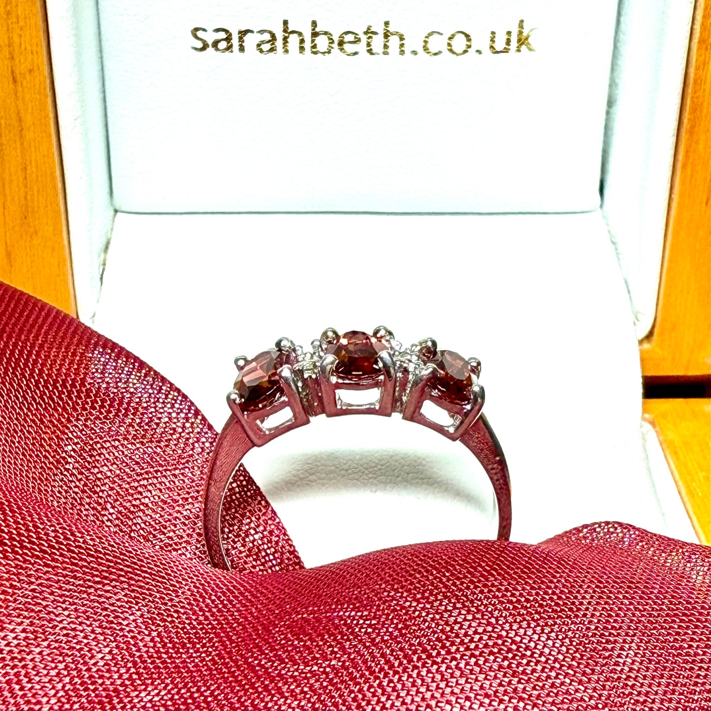 Garnet eternity ring oval sterling silver dress cocktail ring
