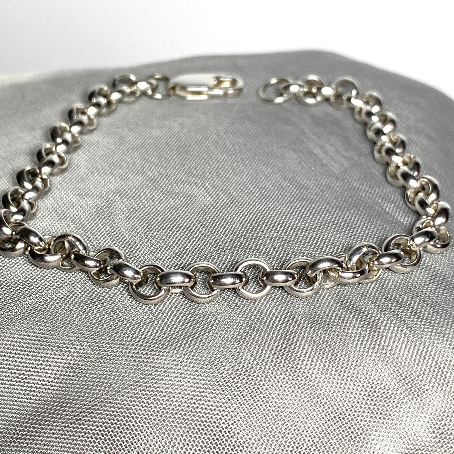 Gent's solid sterling silver round belcher bracelet