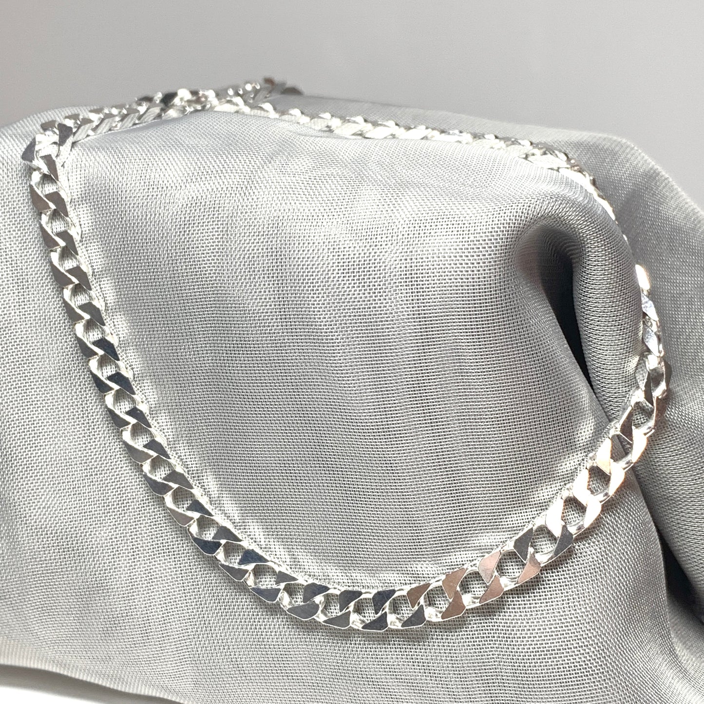 Men's Solid Sterling Silver Square Curb Chain Necklace