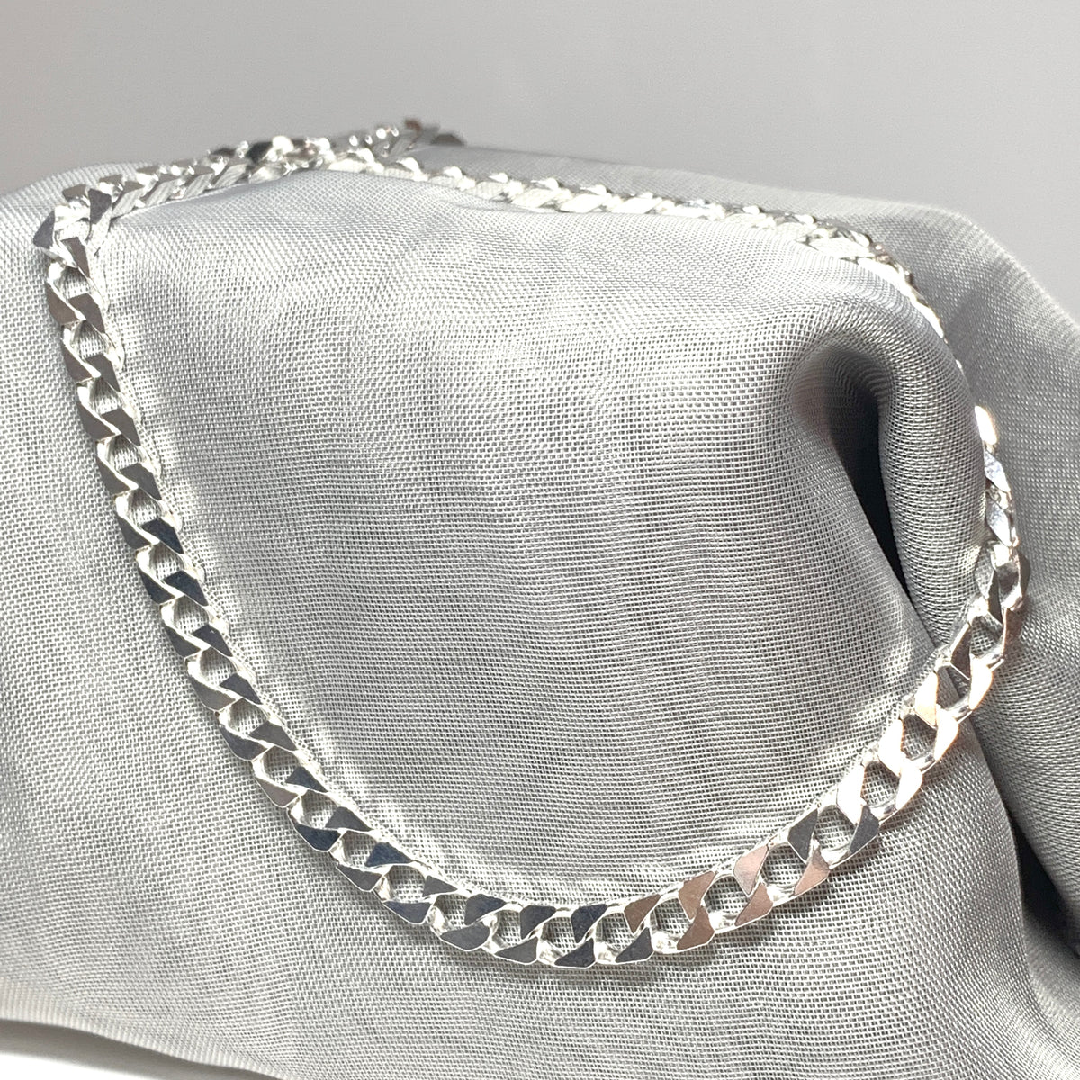 Men’s Square curb solid silver necklace