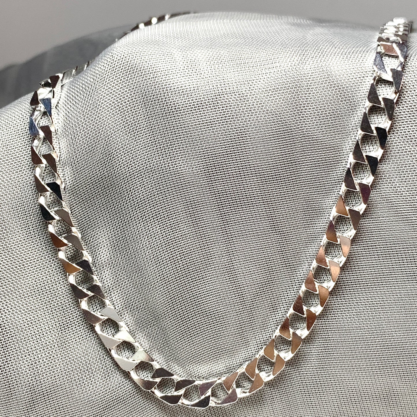 Men's Solid Sterling Silver Square Curb Chain Necklace