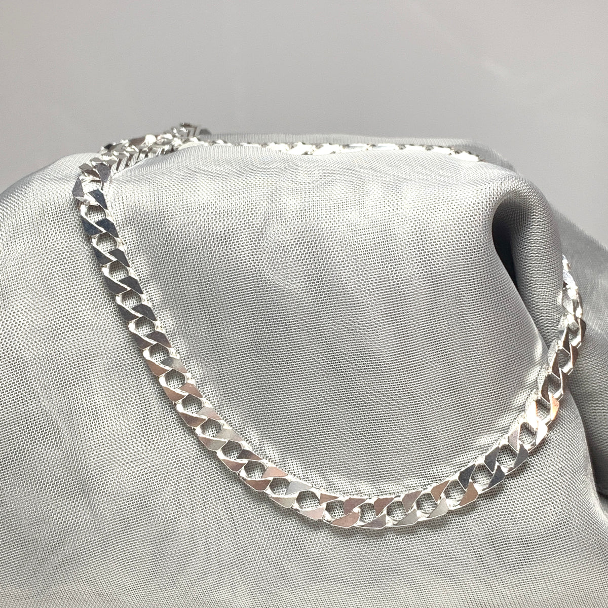 Men’s Square curb solid silver necklace