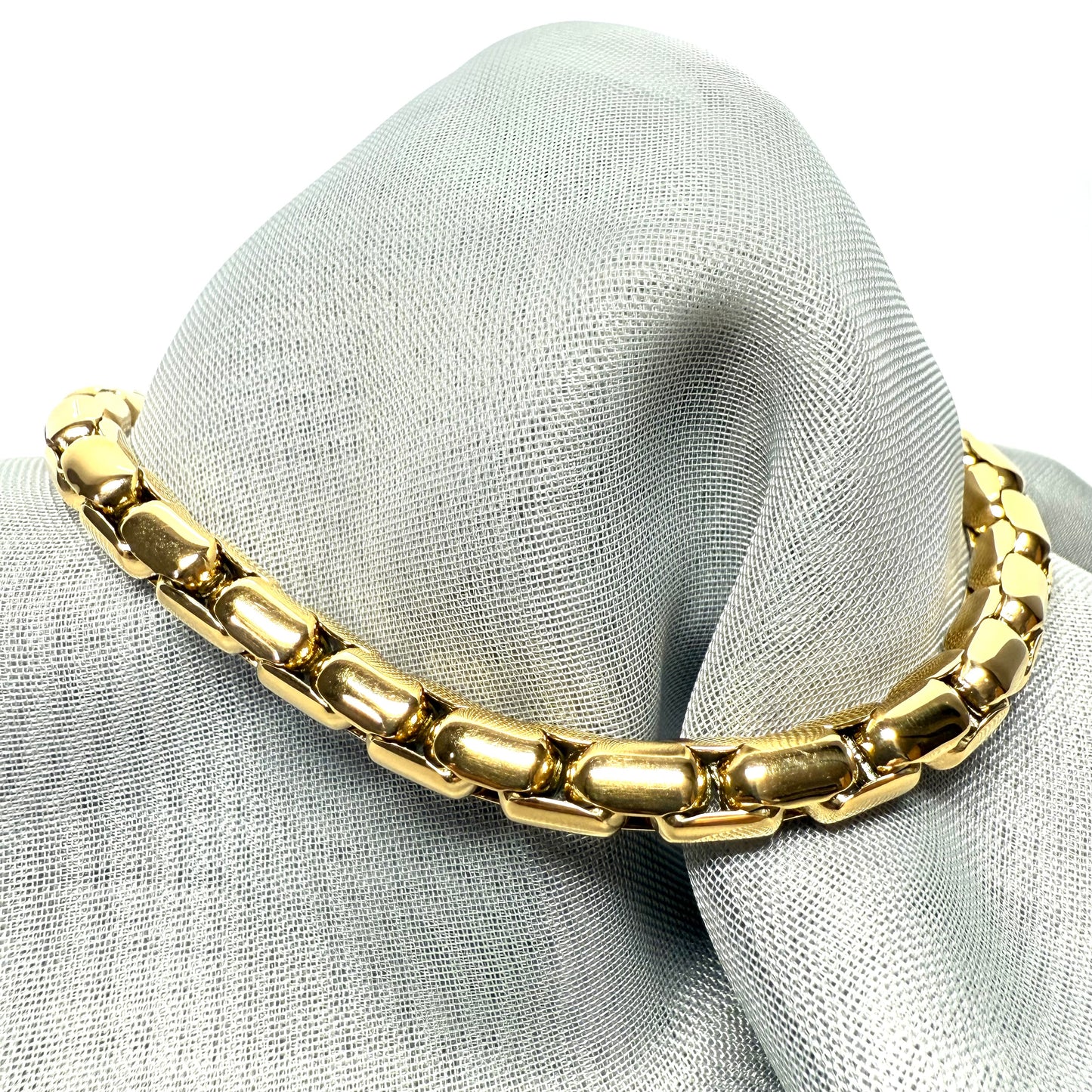 Men's heavy gold plated oval snake belcher link chain