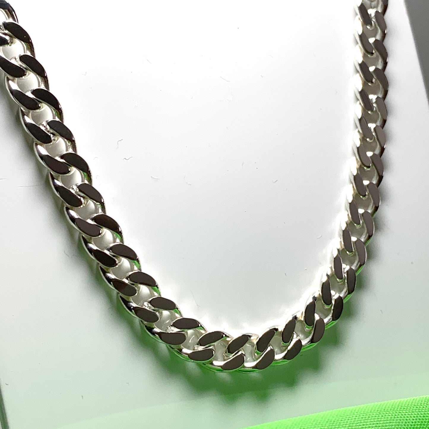 Men's heavy solid sterling silver curb necklace