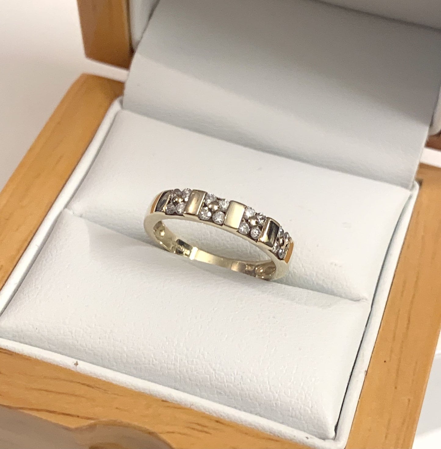 Yellow gold two row diamond eternity ring 26 points