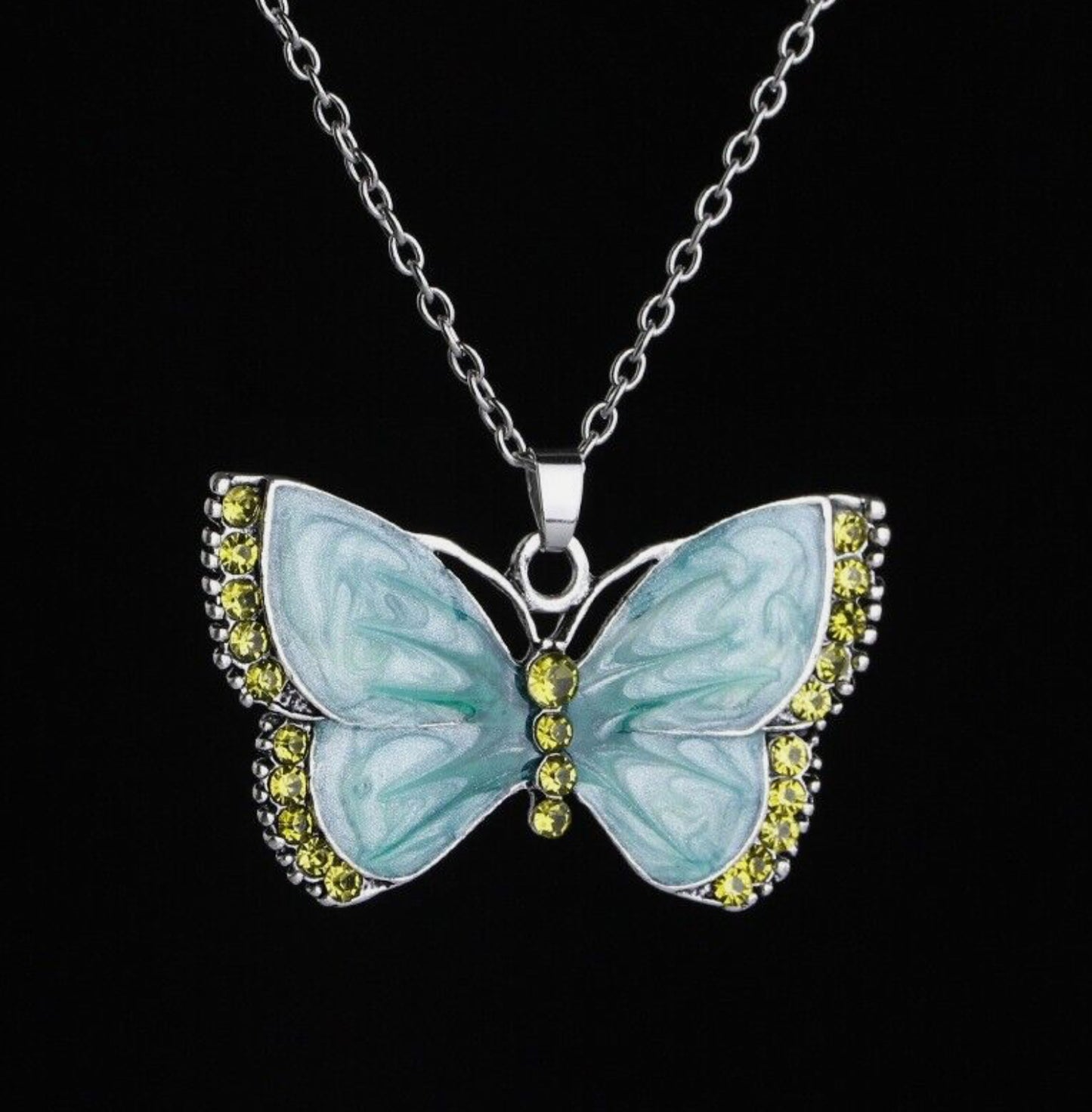 Green large butterfly necklace