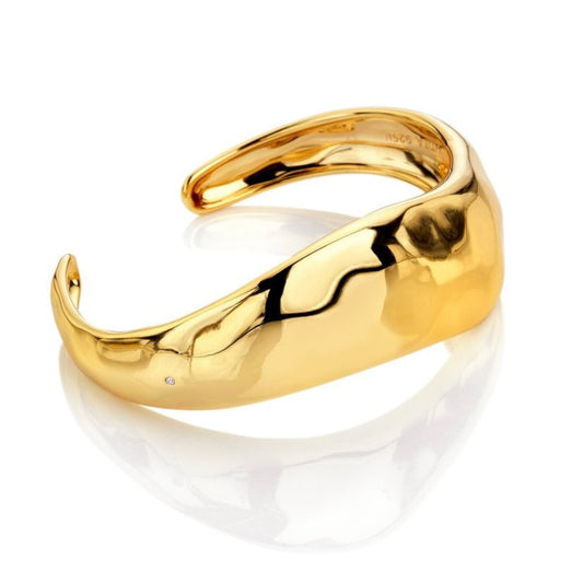 HD X TG Organic Wave Cuff Bangle Hot Diamonds yellow gold plated sterling silver Tasha Ghouri DC206