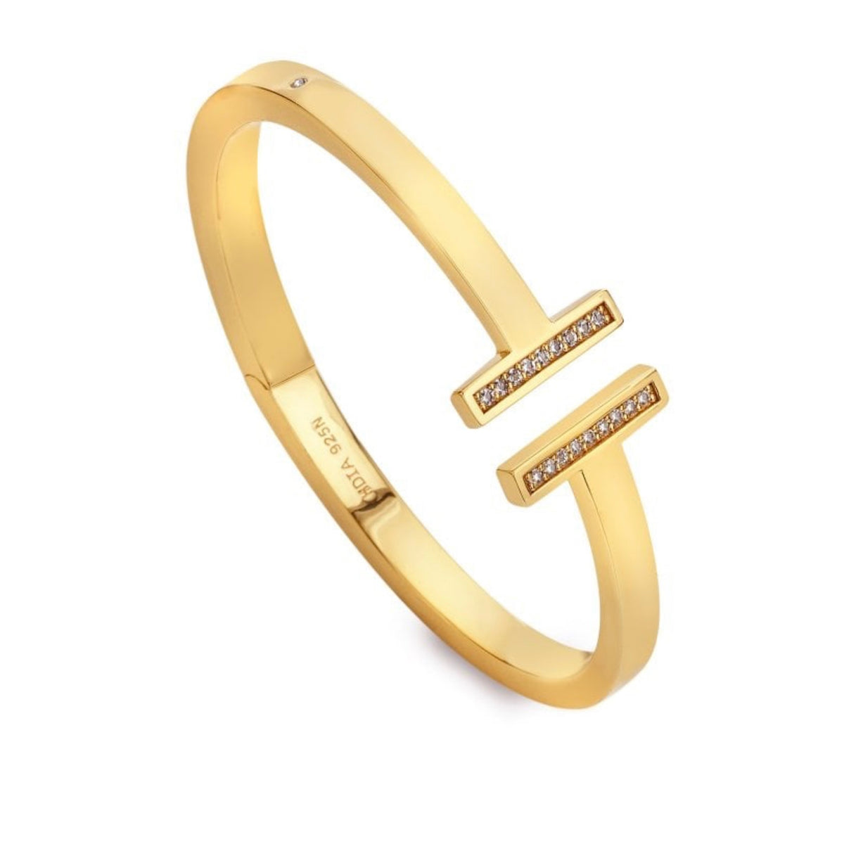 HD X TG T-Bar Bangle Hot Diamonds yellow gold plated sterling silver Tasha Ghouri