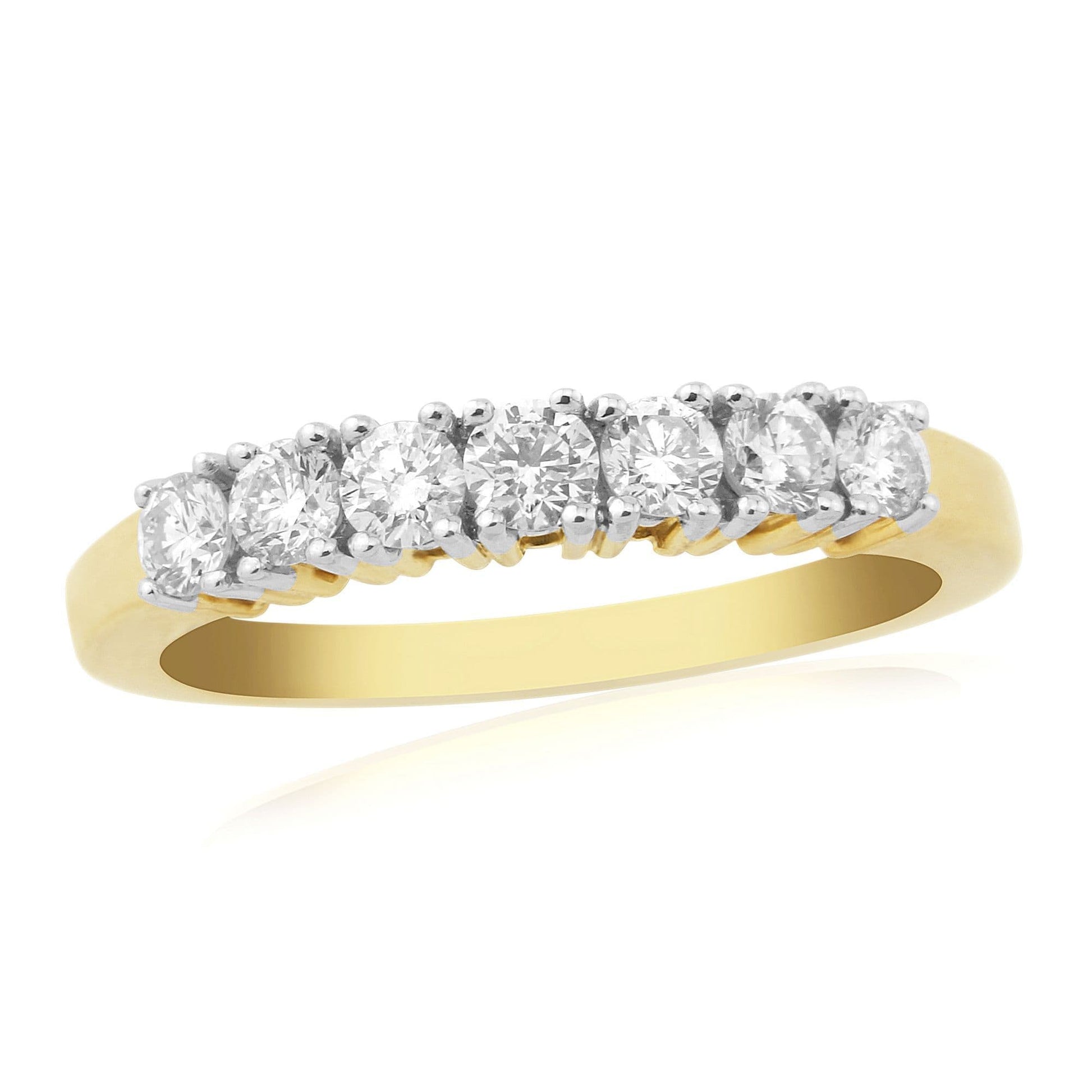 Half Carat Yellow Gold Diamond Eternity Ring Claw Set