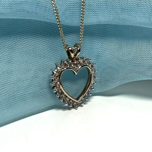 Half carat real diamond heart shaped necklace open pierced love pendant 50 points