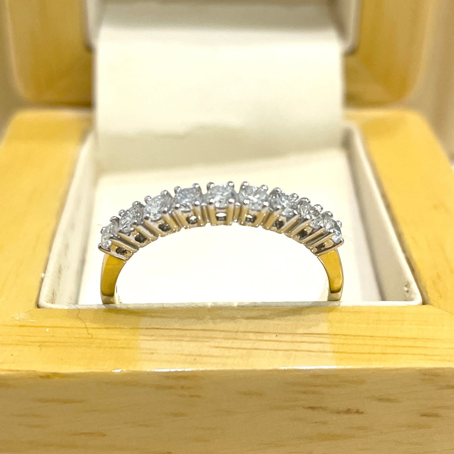 Half carat diamond claw set eternity ring yellow gold 51 points