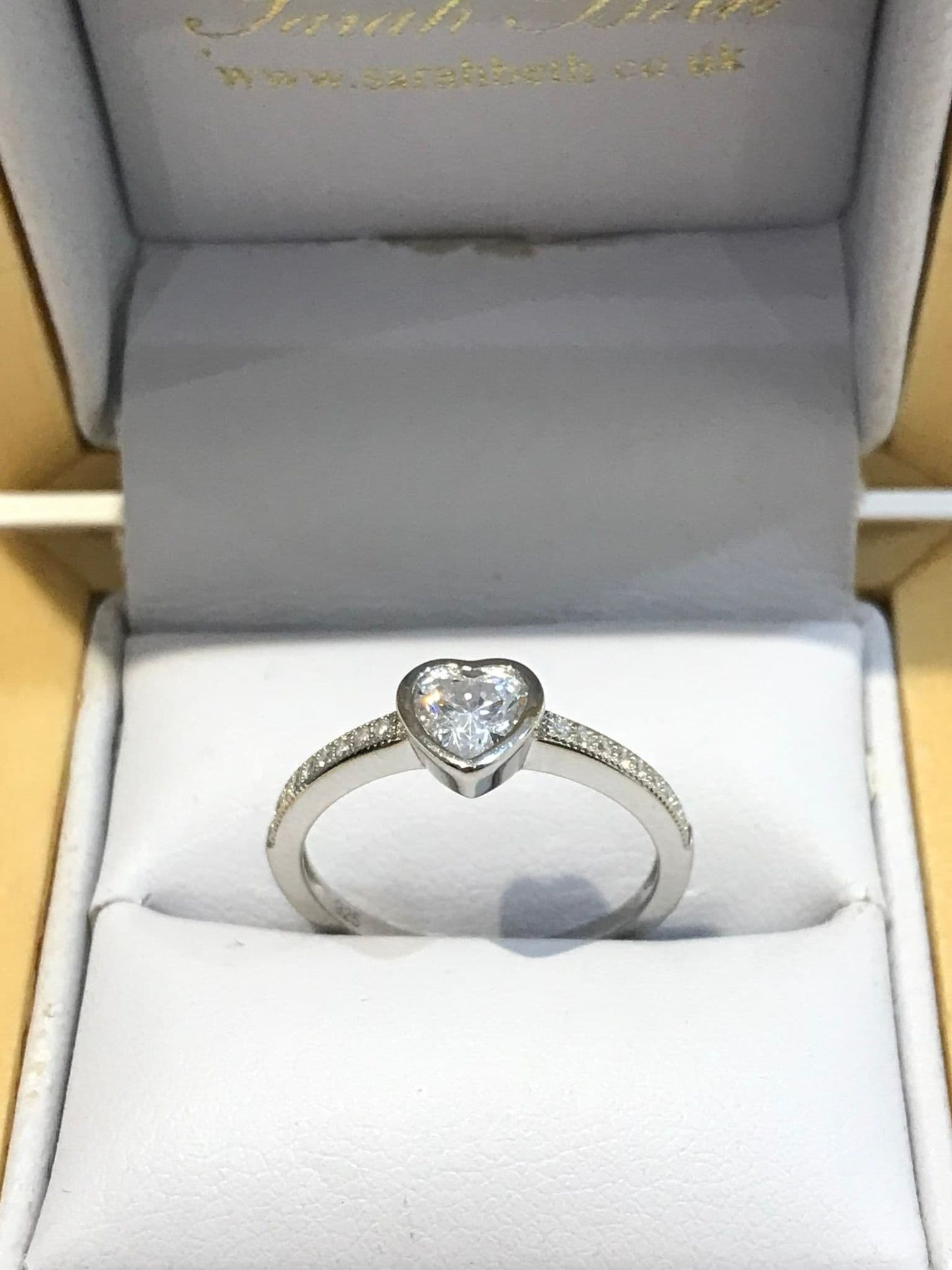 Heart shaped cubic zirconia sterling silver ring