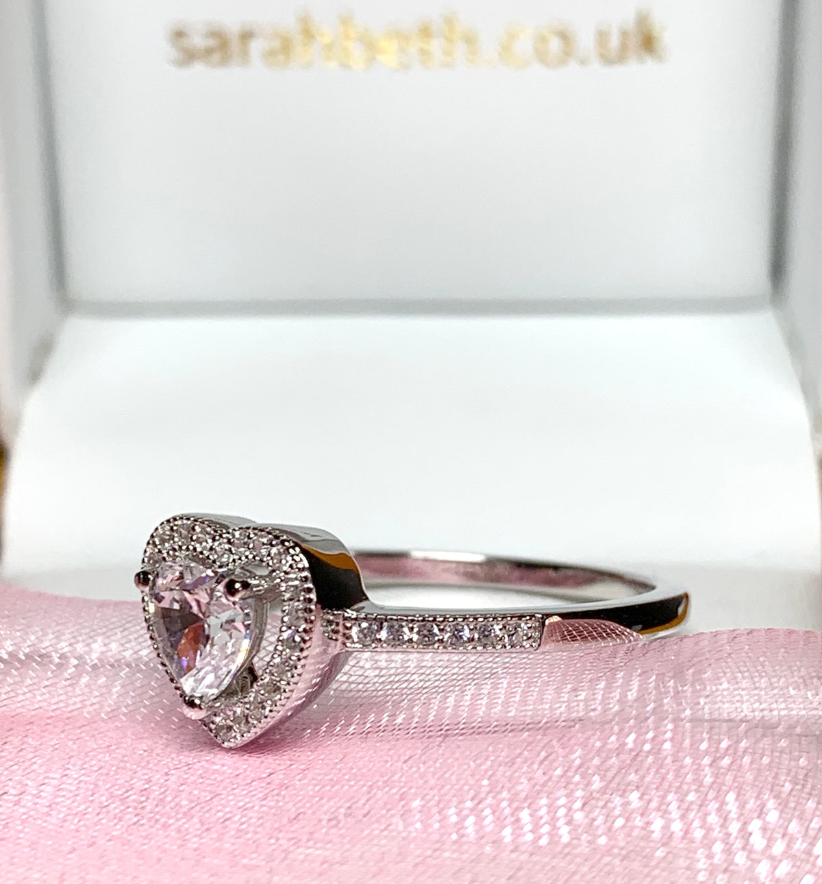 Heart shaped cluster ring cubic zirconia ladies sterling silver
