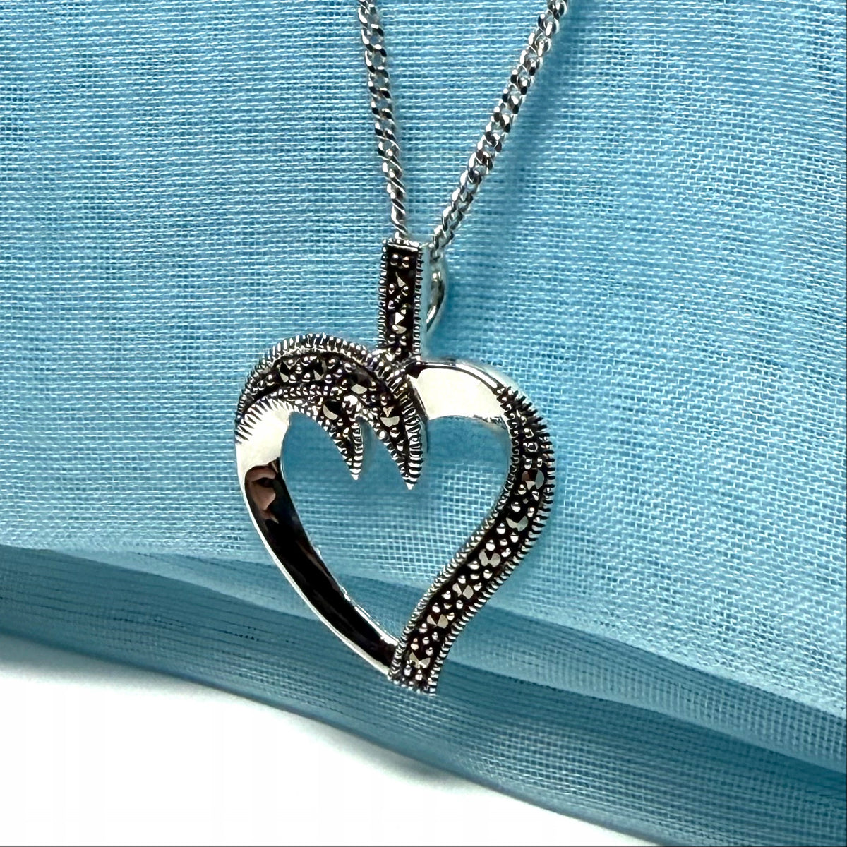 Heart shaped sterling silver necklace
