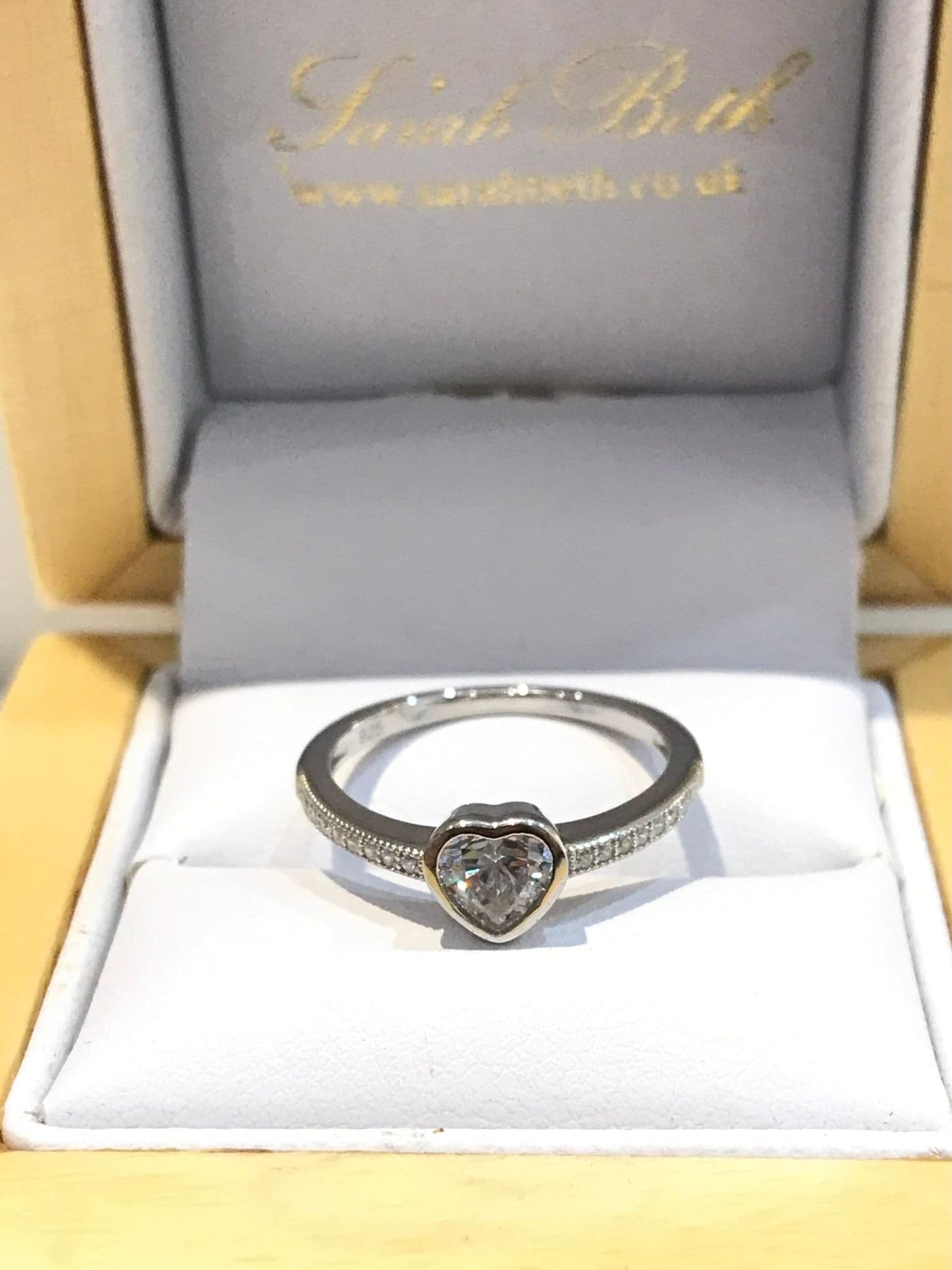 Heart shaped cubic zirconia sterling silver ring