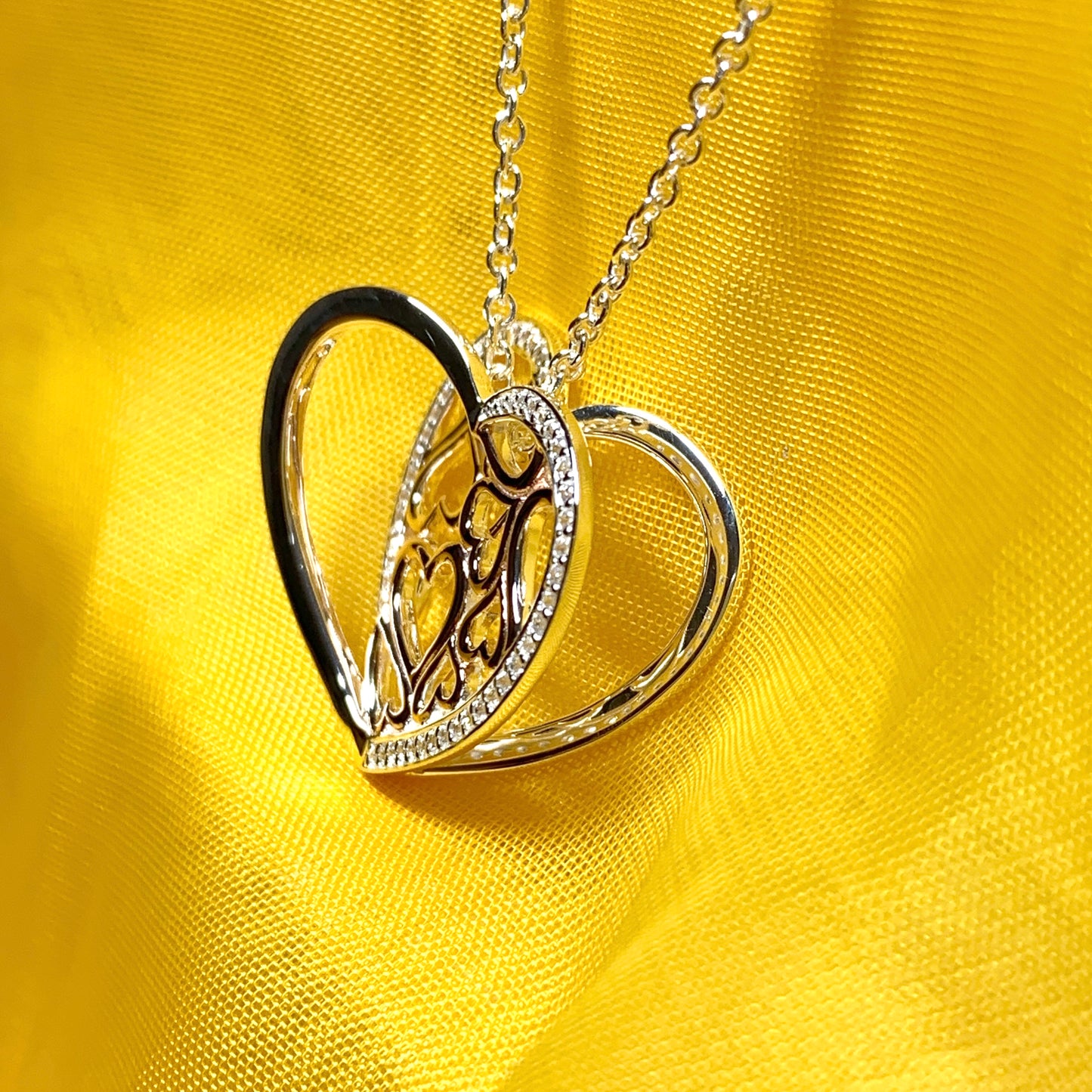 Heart shaped necklace sterling silver with rose gold gilt