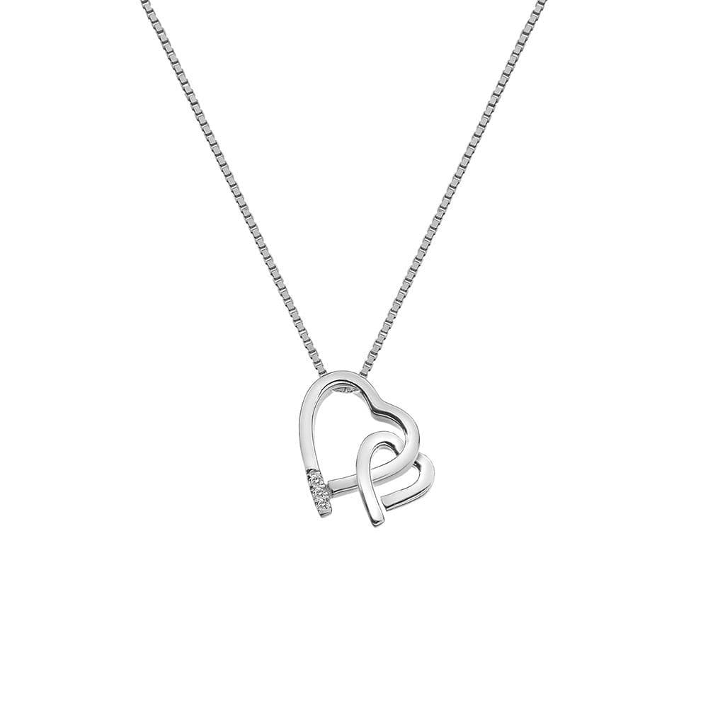 Hot Diamonds 925 Sterling Silver Double Heart Necklace DP659
