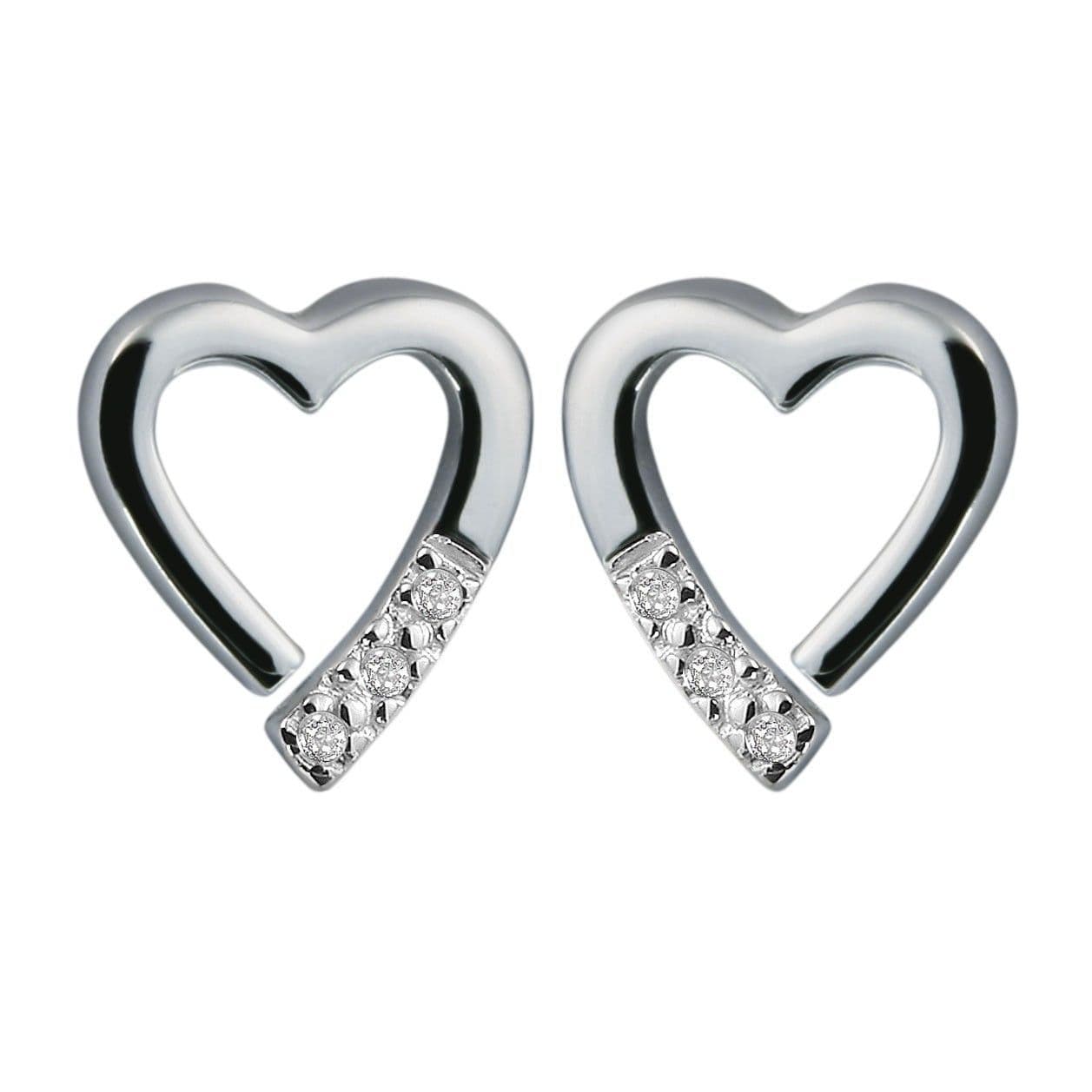 Hot Diamonds 925 Sterling Silver diamond set heart shaped pierced earrings DE110