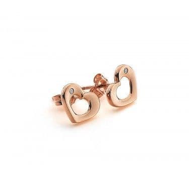 Hot Diamonds Rose Gold Plated Sterling Silver Emerge Open Heart Earrings DE435