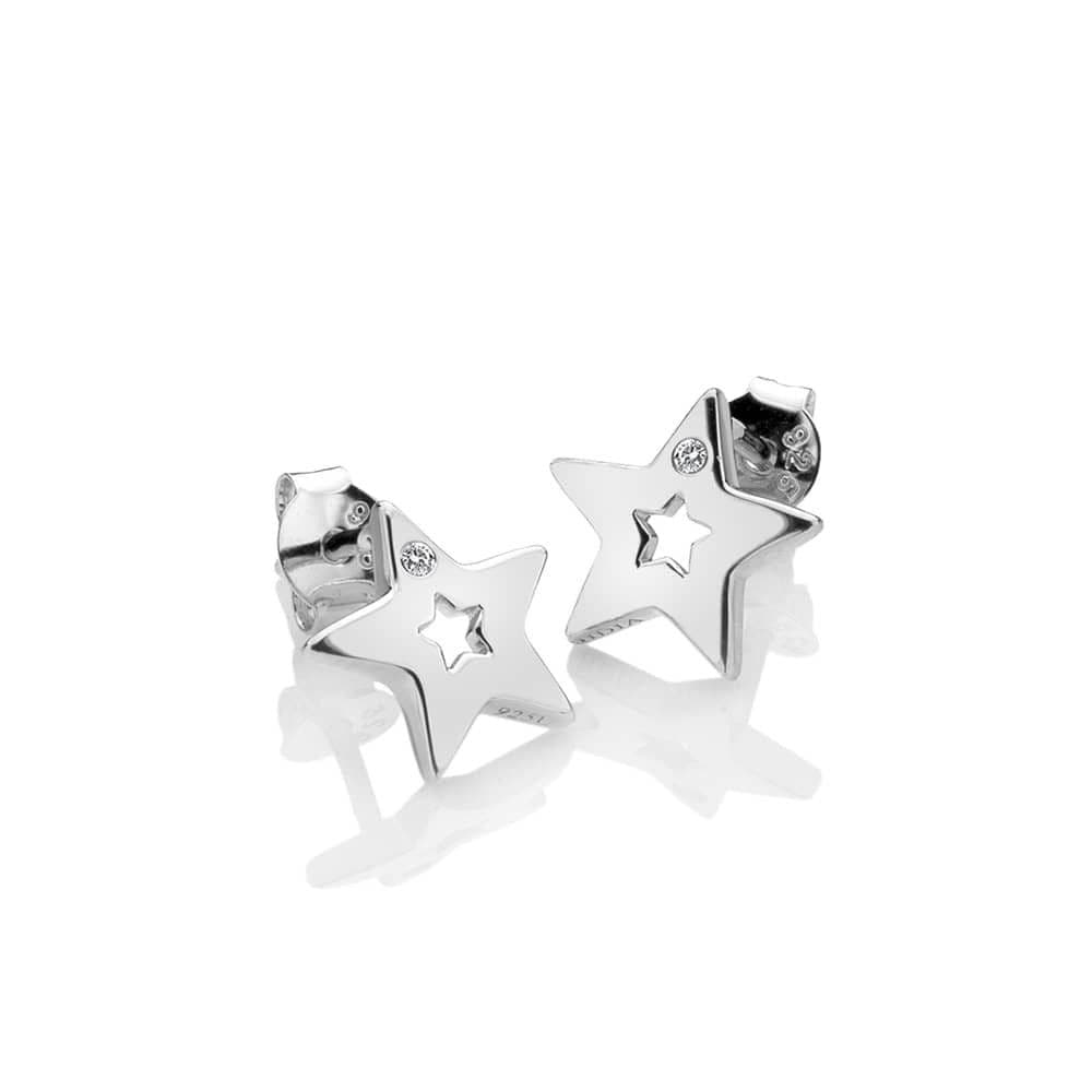 Hot Diamonds Sterling Silver Diamond Amulet Star Stud Earrings DE587