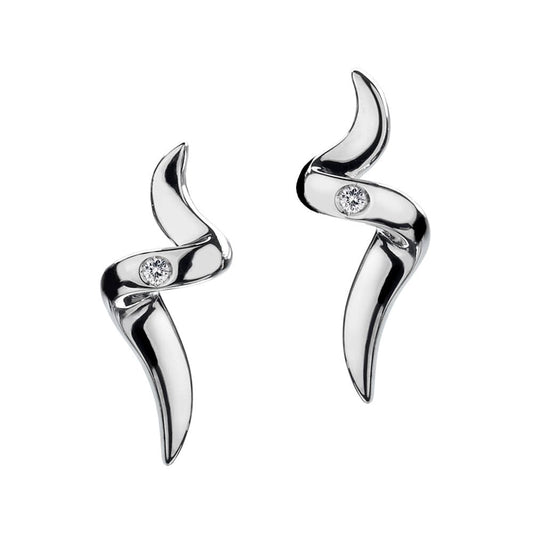 Hot Diamonds Sterling Silver Go With The Flow Spiral Stud Earrings DE221