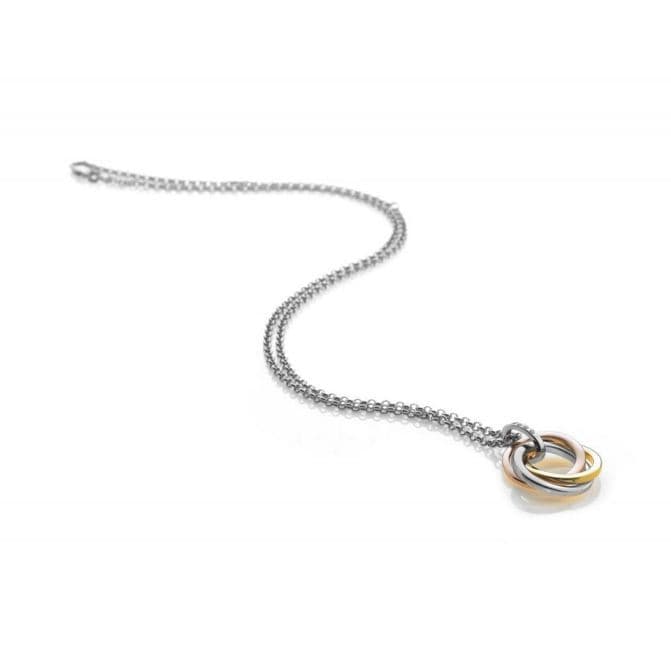 Hot Diamonds Trio Silver Rose and Yellow Gold Necklace DP544
