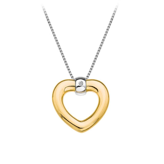 Hot Diamonds Yellow Gold Plated Sterling Silver Just Add Love Bonded Heart necklace DP554