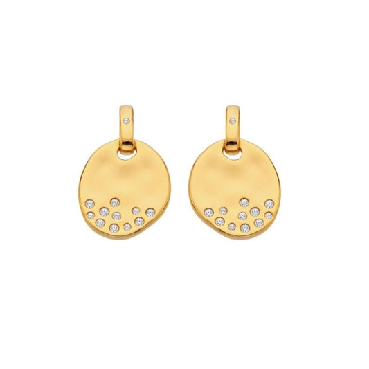 Hot Diamonds Illuminate yellow gold plated sterling silver diamond & white topaz drop earrings