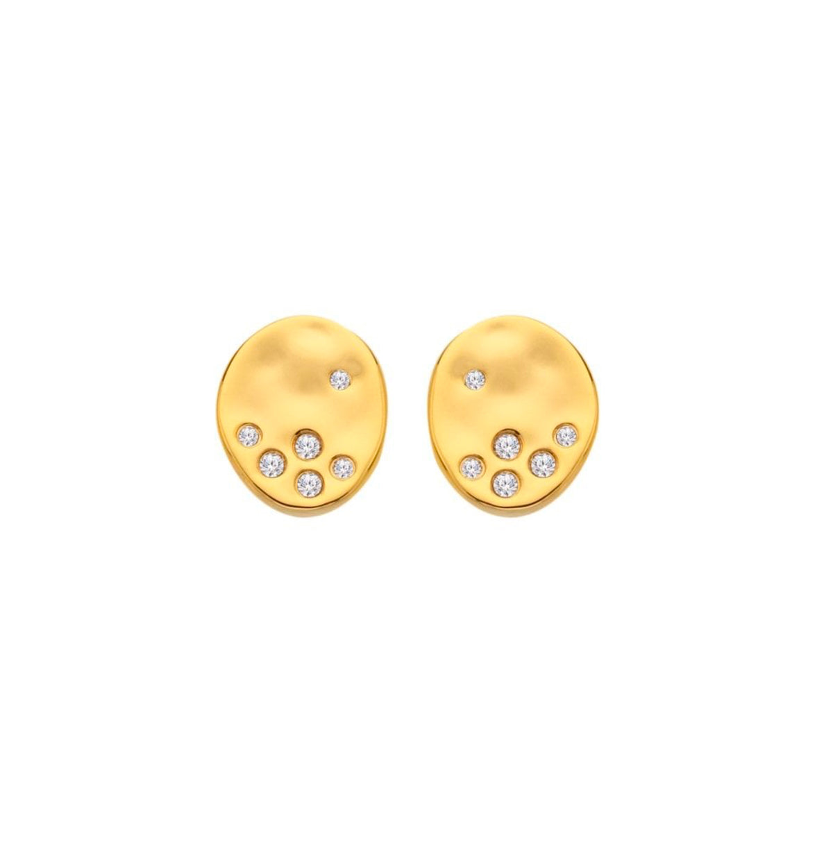 Hot Diamonds Illuminate yellow gold plated sterling silver diamond & white topaz oval stud earrings