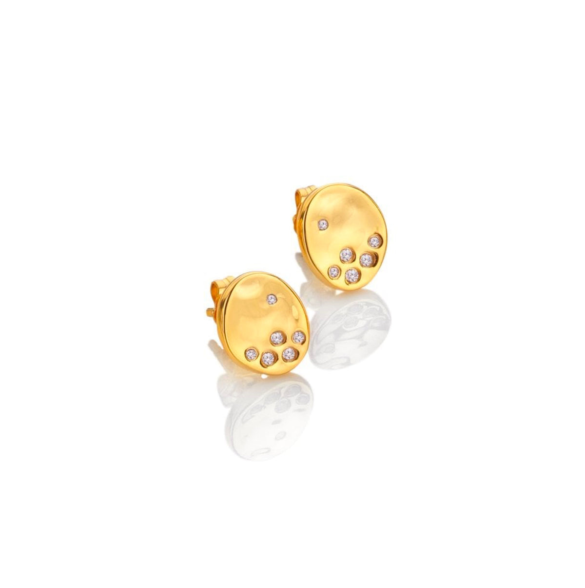 Hot Diamonds Illuminate yellow gold plated sterling silver diamond & white topaz oval stud earrings