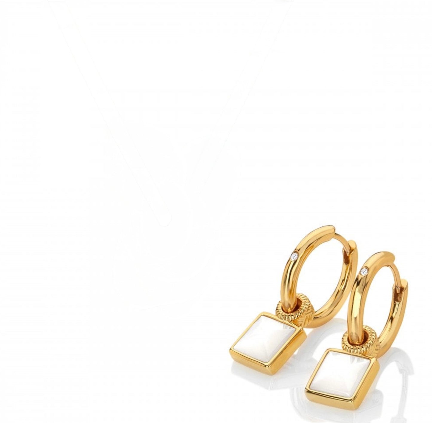 Hot Diamonds mother of Pearl hoop and drop earrings HDX JJ Revive yellow gold plated sterling silver
