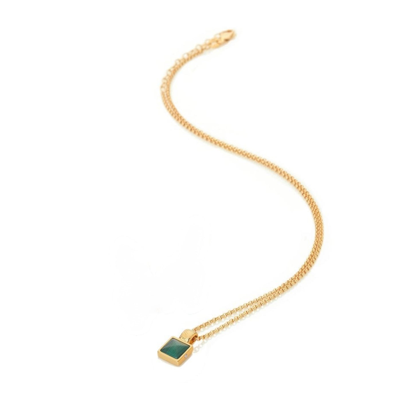 Hot Diamonds green agate drop necklace HDX JJ Revive yellow gold plated sterling silver