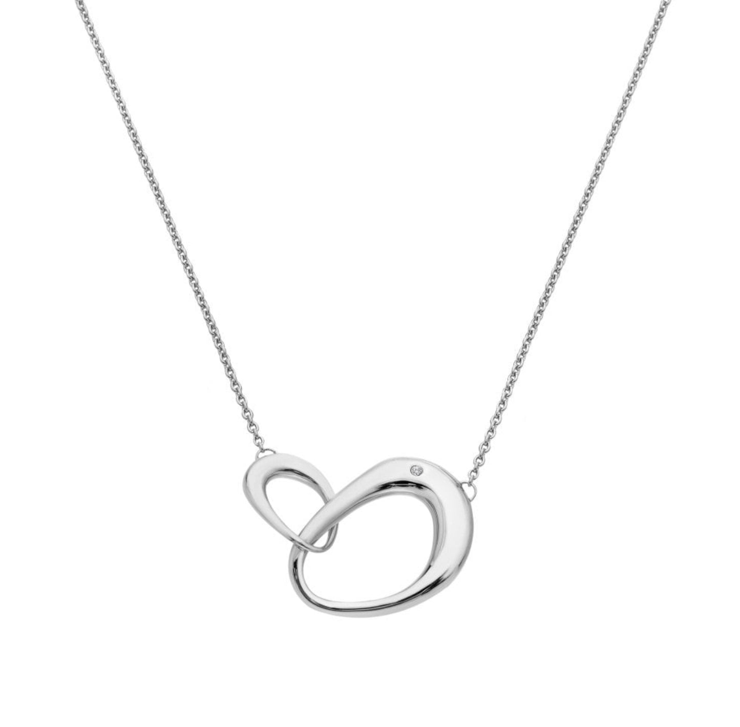 Hot Diamonds necklace sterling silver Sleek drop double oval diamond set pendant DN211