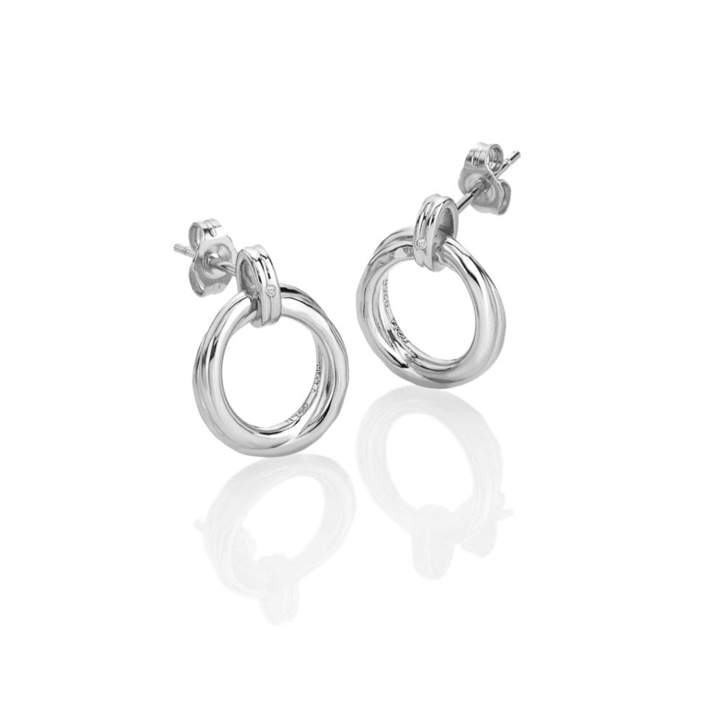 Hot Diamonds sterling silver Aura stud dropped round circle earrings DE824