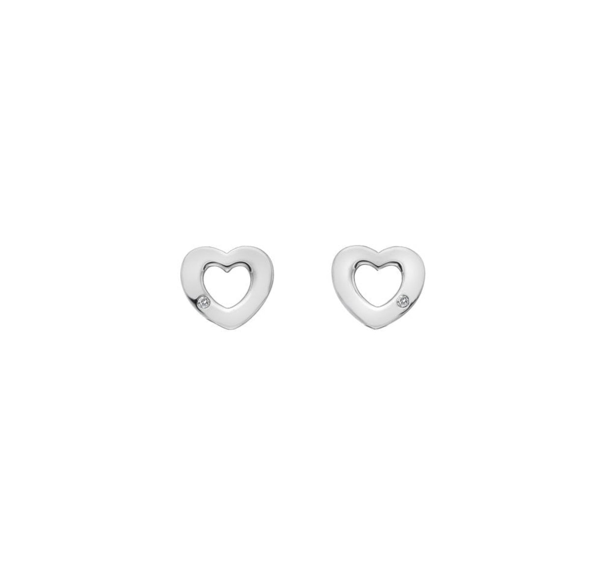 Hot Diamonds sterling silver diamond set heart shaped pierced Amulet earrings DE616